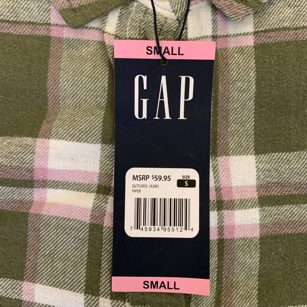 Gap Boyfriend Flannel Piper Button Up relaxed fit Shirt Top Size S Small - Picture 8 of 11